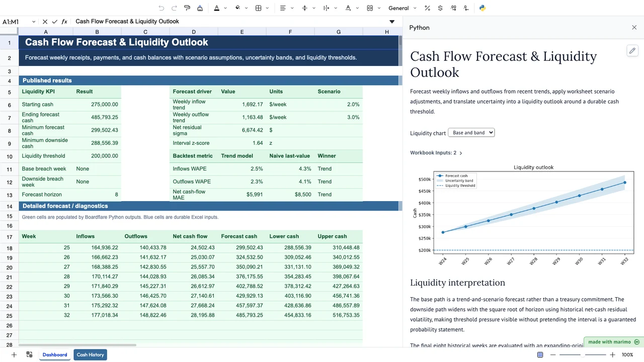Cash Flow Forecast workbook and Python application preview